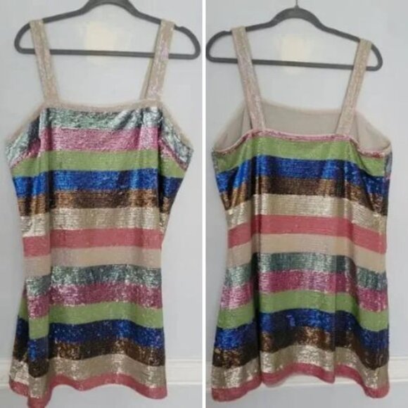 NWT Anthropologie x Not So Serious Shimmer Striped Mini Dress | 20W - Picture 3 of 5